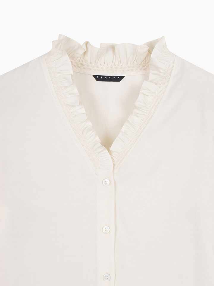 Cream shirt with ruffles - sisley k shirts - Creamy White | Sisley K image number 3